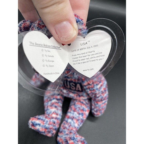 Ty Beanie Baby USA Bear 2000 Proud To Be American Tag Errors Rare Retired New! - Picture 10 of 10